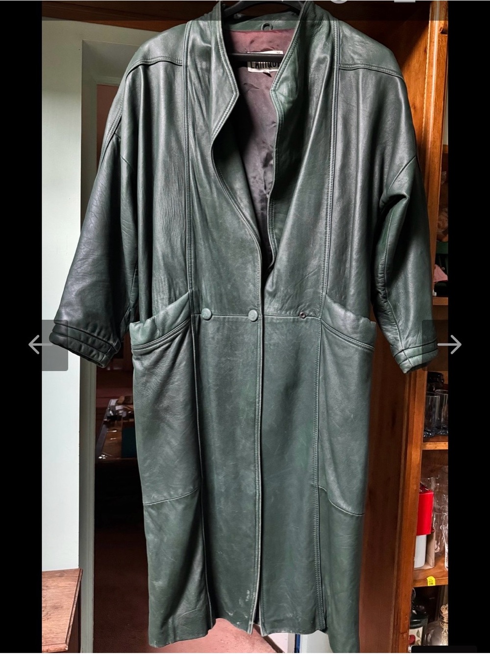 Vintage lanique long leather jacket